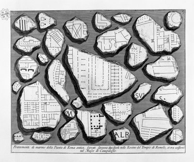 Fragments of Marble from the Map of Ancient Rome by Giovanni Battista Piranesi